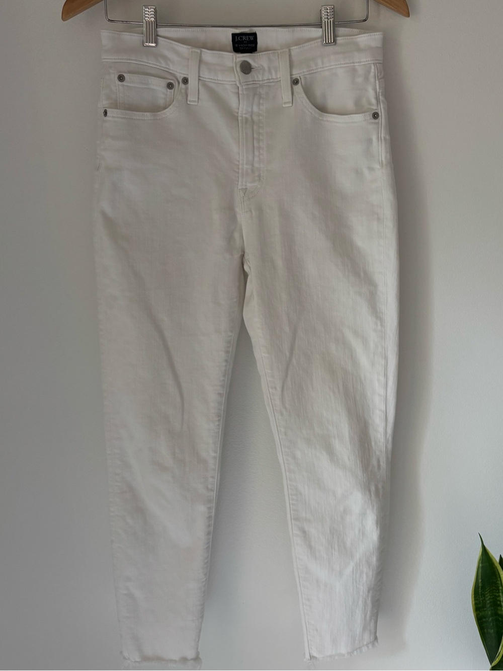 J. Crew White High-Rise Ankle Crop Jeans